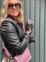 Nahkakäsine Zip Musta